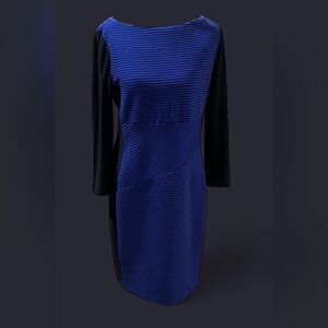 Chaps Blue and Black Long Sleeve Dress